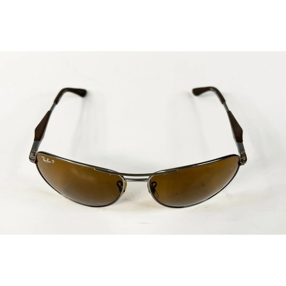 Ray-Ban RB3319 029/83 Gunmetal Polarized Aviator Sunglasses Brown Lens 62mm